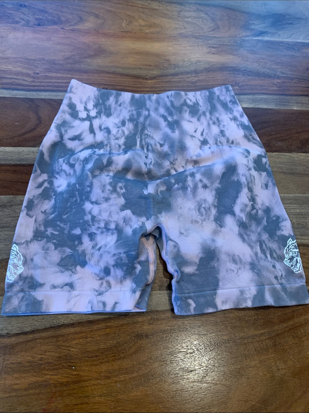 Darc Sport Tie-Dye High-Waist Bike Shorts - Pink & Gray